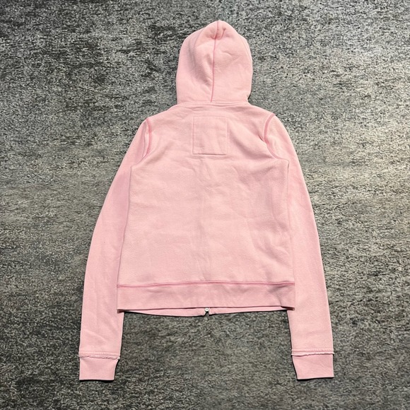 NWT Hollister Zip Up Hoodie Womens Large Pink Search And Rescue Spell Out Y2K - Picture 2 of 12